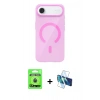 MARSİLYAN™- iPhone 17 Air Kılıf Pusula Form Özel Seri - Siyah 3D Antistatik Cam Ekran Koruyucu + Raze Metal Kamera Lens - MI