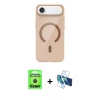 MARSİLYAN™- iPhone 17 Air Kılıf Pusula Form Özel Seri - Siyah 3D Antistatik Cam Ekran Koruyucu + Raze Metal Kamera Lens - SH