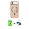 MARSİLYAN™- iPhone 17 Air Kılıf Pusula Form Özel Seri - Siyah 3D Antistatik Cam Ekran Koruyucu + Raze Metal Kamera Lens - GD