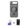 MARSİLYAN™- iPhone 17 Air Kılıf Pusula Form Özel Seri - Siyah 3D Antistatik Hayalet Cam Ekran Koruyucu + Bilvis Titan Kamera Lens - GS