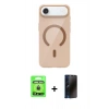 MARSİLYAN™- iPhone 17 Air Kılıf Pusula Form Özel Seri - Siyah 3D Antistatik Hayalet Cam Ekran Koruyucu + Raze Metal Kamera Lens - GD