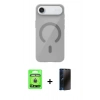 MARSİLYAN™- iPhone 17 Air Kılıf Pusula Form Özel Seri - Siyah 3D Antistatik Hayalet Cam Ekran Koruyucu + Raze Metal Kamera Lens - GD