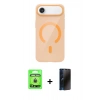 MARSİLYAN™- iPhone 17 Air Kılıf Pusula Form Özel Seri - Siyah 3D Antistatik Hayalet Cam Ekran Koruyucu + Raze Metal Kamera Lens - GD