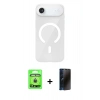 MARSİLYAN™- iPhone 17 Air Kılıf Pusula Form Özel Seri - Siyah 3D Antistatik Hayalet Cam Ekran Koruyucu + Raze Metal Kamera Lens - GD