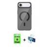 MARSİLYAN™- iPhone 17 Air Kılıf Pusula Form Özel Seri - Siyah 3D Antistatik Seramik Nano Ekran Koruyucu + Raze Metal Kamera Lens - MI