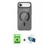 MARSİLYAN™- iPhone 17 Air Kılıf Pusula Form Özel Seri - Siyah 3D Antistatik Seramik Nano Ekran Koruyucu + Raze Metal Kamera Lens - SH