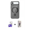 MARSİLYAN™- iPhone 17 Air Kılıf Pusula Form Özel Seri - Siyah Bilvis 3D Cam Ekran Koruyucu + Bilvis Titan Kamera Lens - GS