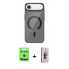 MARSİLYAN™- iPhone 17 Air Kılıf Pusula Form Özel Seri - Siyah Bilvis 3D Cam Ekran Koruyucu + Raze Metal Kamera Lens - MI