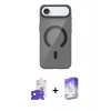 MARSİLYAN™- iPhone 17 Air Kılıf Pusula Form Özel Seri - Siyah Bilvis 5in1 3D Magic Cam Ekran Koruyucu + Bilvis Titan Kamera Lens - SH