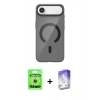 MARSİLYAN™- iPhone 17 Air Kılıf Pusula Form Özel Seri - Siyah Bilvis 5in1 3D Magic Cam Ekran Koruyucu + Raze Metal Kamera Lens - GS