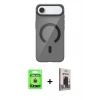 MARSİLYAN™- iPhone 17 Air Kılıf Pusula Form Özel Seri - Siyah Bilvis Hayalet Cam Ekran Koruyucu + Raze Metal Kamera Lens - GD