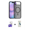 MARSİLYAN™- iPhone 17 Air Kılıf Siluet Minimal Prime - Şeffaf Pasifik Cam Ekran Koruyucu + Siyah Bilvis Titan Kamera Lens