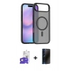 MARSİLYAN™- iPhone 17 Air Kılıf Siluet Minimal Prime - Siyah 3D Antistatik Hayalet Cam Ekran Koruyucu + Bilvis Titan Kamera Lens - GD