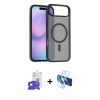 MARSİLYAN™- iPhone 17 Air Kılıf Siluet Minimal Prime - Siyah 3D Antistatik Seramik Nano Ekran Koruyucu + Bilvis Titan Kamera Lens - GD