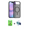 MARSİLYAN™- iPhone 17 Air Kılıf Siluet Minimal Prime - Siyah 3D Antistatik Seramik Nano Ekran Koruyucu + Raze Metal Kamera Lens - MI