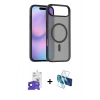 MARSİLYAN™- iPhone 17 Air Kılıf Siluet Minimal Prime - Siyah 3D Antistatik Seramik Nano Ekran Koruyucu + Bilvis Titan Kamera Lens - SH