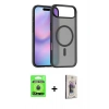 MARSİLYAN™- iPhone 17 Air Kılıf Siluet Minimal Prime - Siyah Bilvis 3D Cam Ekran Koruyucu + Raze Metal Kamera Lens - MI