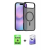 MARSİLYAN™- iPhone 17 Air Kılıf Siluet Minimal Prime - Siyah Bilvis 5in1 5D Magic Hayalet Cam Ekran Koruyucu + Raze Metal Kamera Lens - GD
