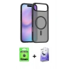 MARSİLYAN™- iPhone 17 Air Kılıf Siluet Minimal Prime - Siyah Bilvis 5in1 5D Magic Hayalet Cam Ekran Koruyucu + Raze Metal Kamera Lens - MI