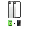 MARSİLYAN™- iPhone 17 Air Kılıf Vadi Minimal - Siyah 3D Antistatik Hayalet Cam Ekran Koruyucu + Raze Metal Kamera Lens - GS