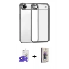 MARSİLYAN™- iPhone 17 Air Kılıf Vadi Minimal - Siyah Bilvis 3D Cam Ekran Koruyucu + Bilvis Titan Kamera Lens - LT