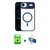 MARSİLYAN™- iPhone 17 Air Kılıf Yadigar Asil Koleksiyonu - Siyah 3D Antistatik Cam Ekran Koruyucu + Raze Metal Kamera Lens - MI