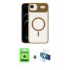 MARSİLYAN™- iPhone 17 Air Kılıf Yadigar Asil Koleksiyonu - Siyah 3D Antistatik Cam Ekran Koruyucu + Raze Metal Kamera Lens - MI