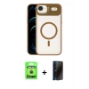 MARSİLYAN™- iPhone 17 Air Kılıf Yadigar Asil Koleksiyonu - Siyah 3D Antistatik Hayalet Cam Ekran Koruyucu + Raze Metal Kamera Lens - GD