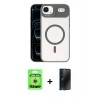 MARSİLYAN™- iPhone 17 Air Kılıf Yadigar Asil Koleksiyonu - Siyah 3D Antistatik Hayalet Cam Ekran Koruyucu + Raze Metal Kamera Lens - GS