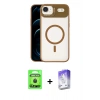 MARSİLYAN™- iPhone 17 Air Kılıf Yadigar Asil Koleksiyonu - Siyah Bilvis 5in1 3D Magic Cam Ekran Koruyucu + Raze Metal Kamera Lens - SH