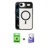 MARSİLYAN™- iPhone 17 Air Kılıf Yadigar Asil Koleksiyonu - Siyah Bilvis 5in1 5D Magic Hayalet Cam Ekran Koruyucu + Mavi Raze Metal Kamera Lens