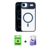 MARSİLYAN™- iPhone 17 Air Kılıf Yadigar Asil Koleksiyonu - Siyah Bilvis 5in1 5D Magic Hayalet Cam Ekran Koruyucu + Mavi Raze Metal Kamera Lens