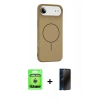 MARSİLYAN™- iPhone 17 Air Kılıf Yankı Form Serisi - Siyah 3D Antistatik Hayalet Cam Ekran Koruyucu + Raze Metal Kamera Lens - GS