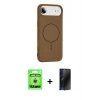 MARSİLYAN™- iPhone 17 Air Kılıf Yankı Form Serisi - Siyah 3D Antistatik Hayalet Cam Ekran Koruyucu + Raze Metal Kamera Lens - GS