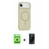MARSİLYAN™- iPhone 17 Air Kılıf Yankı Form Serisi - Siyah 3D Antistatik Hayalet Cam Ekran Koruyucu + Siyah Raze Metal Kamera Lens