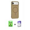MARSİLYAN™- iPhone 17 Air Kılıf Yankı Form Serisi - Siyah Bilvis 5in1 3D Magic Cam Ekran Koruyucu + Gold Raze Metal Kamera Lens