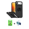 MARSİLYAN™- iPhone 17 Air Kılıf Yörünge Çizgi - Siyah 3D Antistatik Seramik Nano Ekran Koruyucu + Raze Metal Kamera Lens - MI