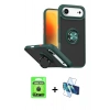 MARSİLYAN™- iPhone 17 Air Kılıf Yörünge Çizgi - Siyah 3D Antistatik Seramik Nano Ekran Koruyucu + Raze Metal Kamera Lens - SH
