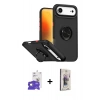 MARSİLYAN™- iPhone 17 Air Kılıf Yörünge Çizgi - Siyah Bilvis 3D Cam Ekran Koruyucu + Bilvis Titan Kamera Lens - GD