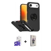 MARSİLYAN™- iPhone 17 Air Kılıf Yörünge Çizgi - Siyah Bilvis 3D Cam Ekran Koruyucu + Bilvis Titan Kamera Lens - SH