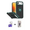 MARSİLYAN™- iPhone 17 Air Kılıf Yörünge Çizgi - Siyah Bilvis 3D Cam Ekran Koruyucu + Bilvis Titan Kamera Lens - SH