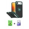 MARSİLYAN™- iPhone 17 Air Kılıf Yörünge Çizgi - Siyah Bilvis 5in1 5D Magic Hayalet Cam Ekran Koruyucu + Raze Metal Kamera Lens - SH