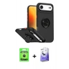 MARSİLYAN™- iPhone 17 Air Kılıf Yörünge Çizgi - Siyah Bilvis 5in1 5D Magic Hayalet Cam Ekran Koruyucu + Raze Metal Kamera Lens - SH