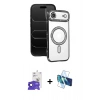 MARSİLYAN™- iPhone 17 Air Kılıf Zirve Doku Prime - Siyah 3D Antistatik Seramik Nano Ekran Koruyucu + Bilvis Titan Kamera Lens - SH