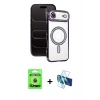 MARSİLYAN™- iPhone 17 Air Kılıf Zirve Doku Prime - Siyah 3D Antistatik Seramik Nano Ekran Koruyucu + Raze Metal Kamera Lens - MI