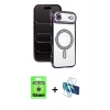 MARSİLYAN™- iPhone 17 Air Kılıf Zirve Doku Prime - Siyah 3D Antistatik Seramik Nano Ekran Koruyucu + Raze Metal Kamera Lens - GS