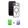MARSİLYAN™- iPhone 17 Air Kılıf Zirve Doku Prime - Siyah Bilvis 5in1 5D Magic Hayalet Cam Ekran Koruyucu + Raze Metal Kamera Lens - GS