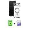 MARSİLYAN™- iPhone 17 Air Kılıf Zirve Doku Prime - Siyah Bilvis 5in1 5D Magic Hayalet Cam Ekran Koruyucu + Raze Metal Kamera Lens - GS