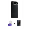 MARSİLYAN™- iPhone 17 Air Kılıf Zirve Modern Prime - Siyah 3D Antistatik Hayalet Cam Ekran Koruyucu + Bilvis Titan Kamera Lens - LT
