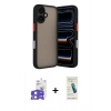 MARSİLYAN™- iPhone 17 Kılıf Ahenk Çizgi Serisi - Şeffaf Pasifik Cam Ekran Koruyucu + Bilvis Titan Kamera Lens - LA